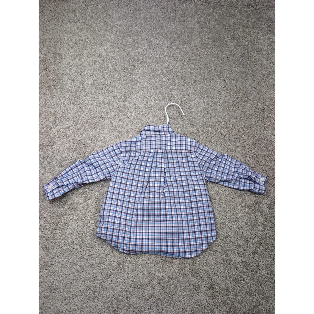 Ralph Lauren‎ Kids Blue Orange Plaid Long Sleeve Button Down Shirt 9M Infant